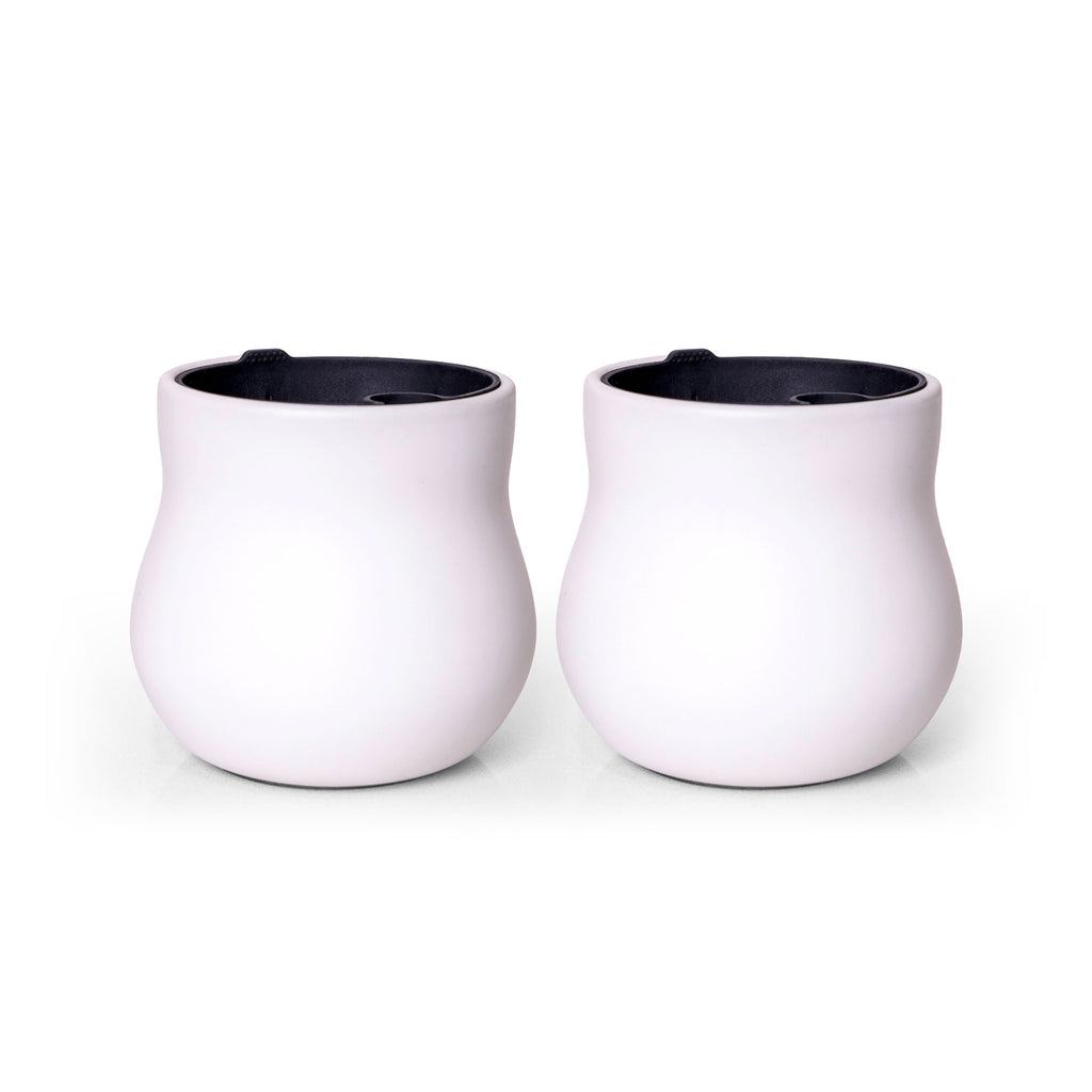Two handmade ceramic plant pots, all Alabaster White