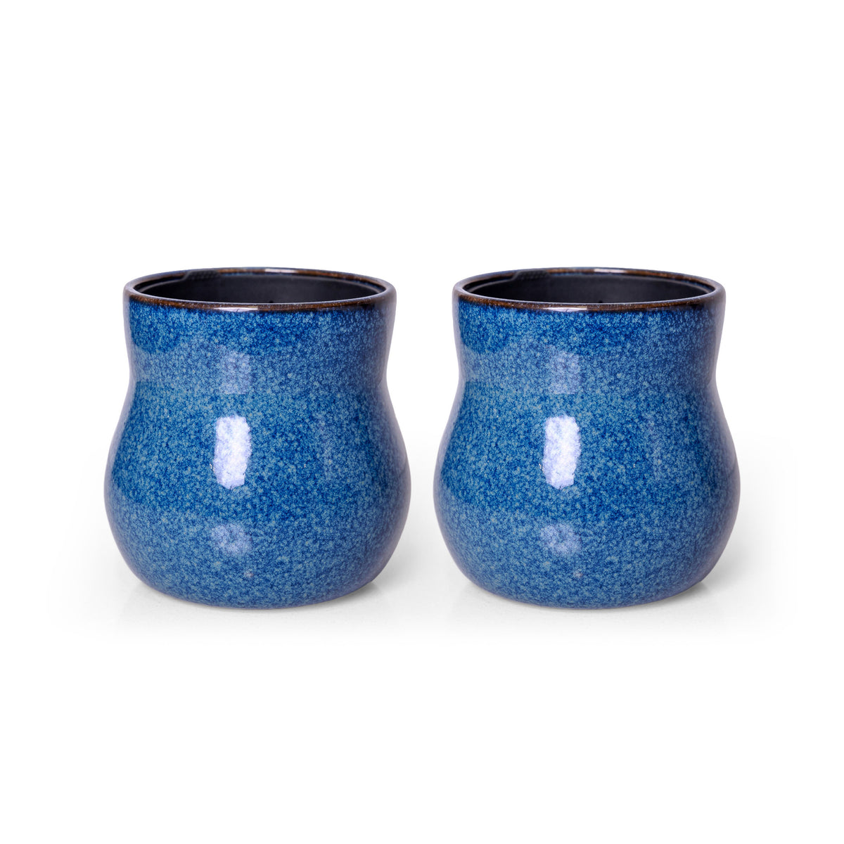 Two handmade ceramic plant pots, all River Blue