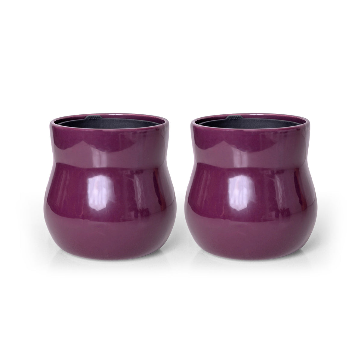 Two handmade ceramic plant pots, all Violet Purple