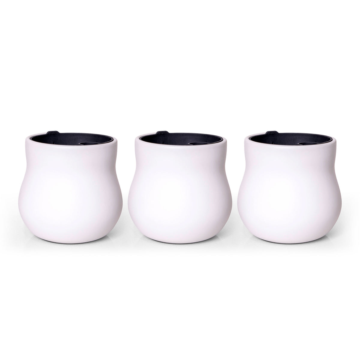 Three handmade ceramic plant pots, all Alabaster White