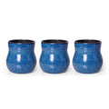 Three handmade ceramic plant pots, all River Blue