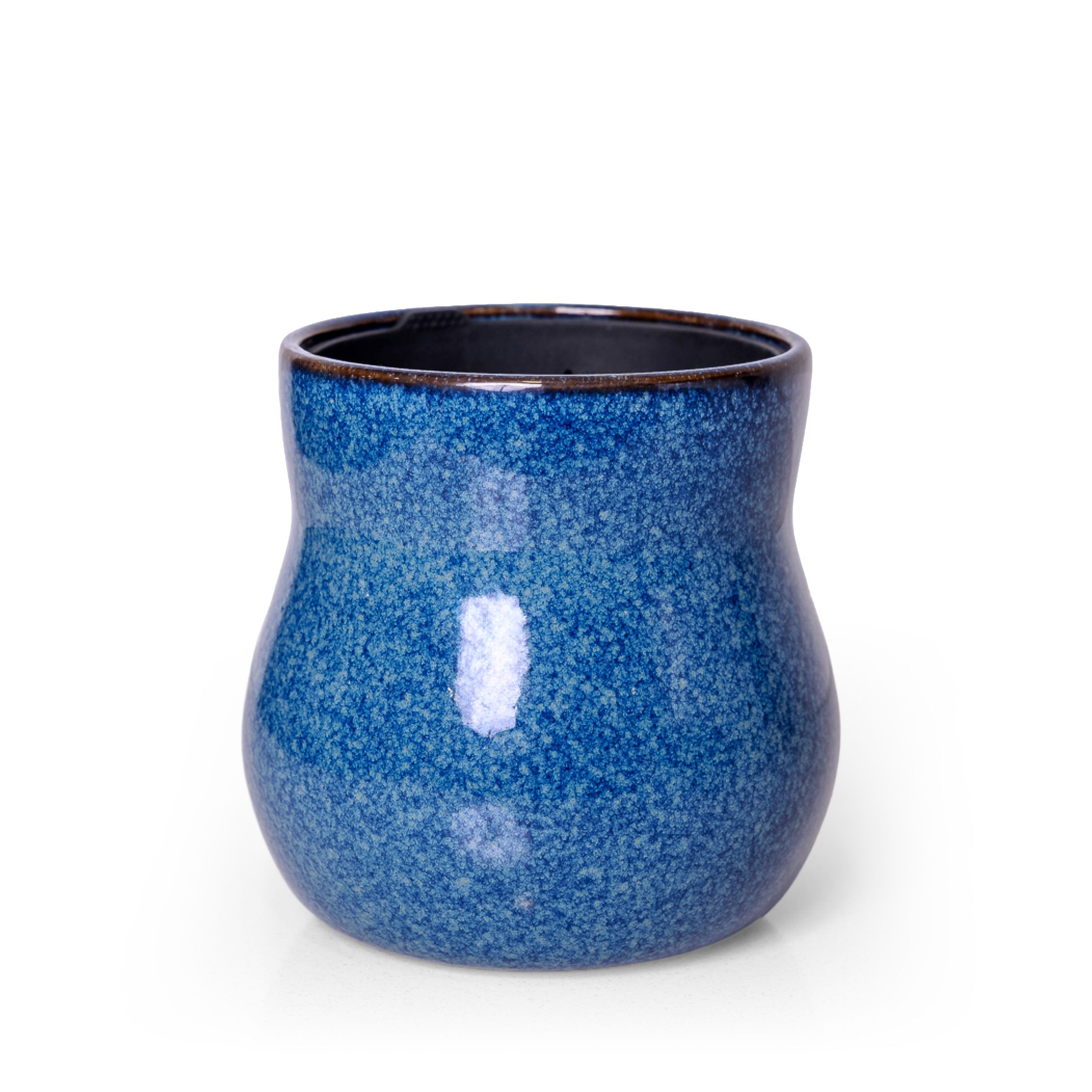 Ceramic Plant Pot with Rubber Liner - River Blue