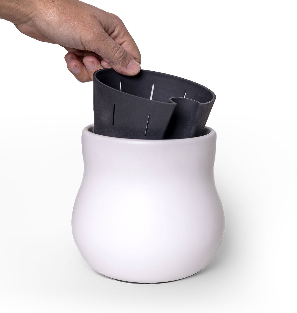 Ceramic Plant Pot with Rubber Liner - Alabaster White