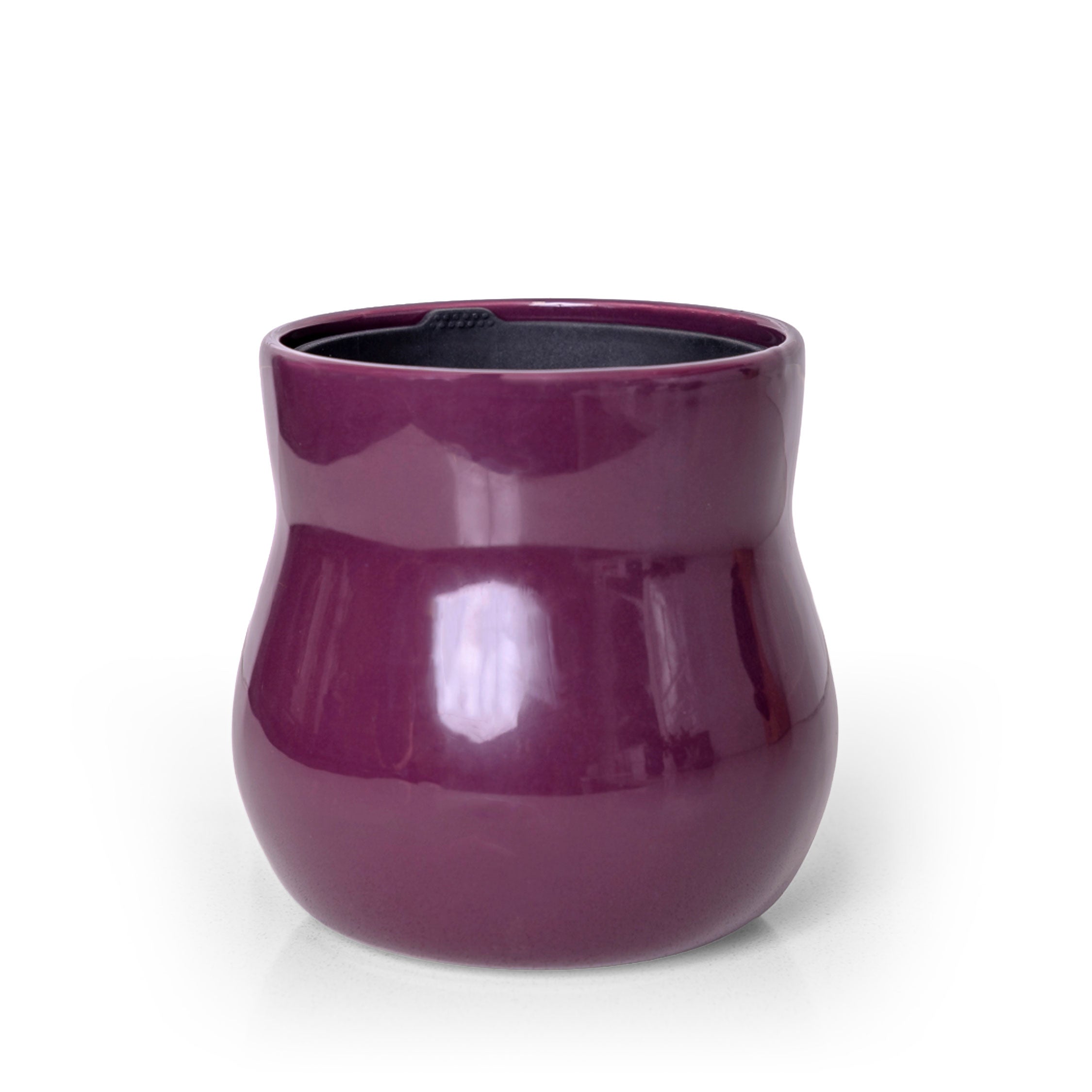 Ceramic Plant Pot with Rubber Liner - Violet Purple