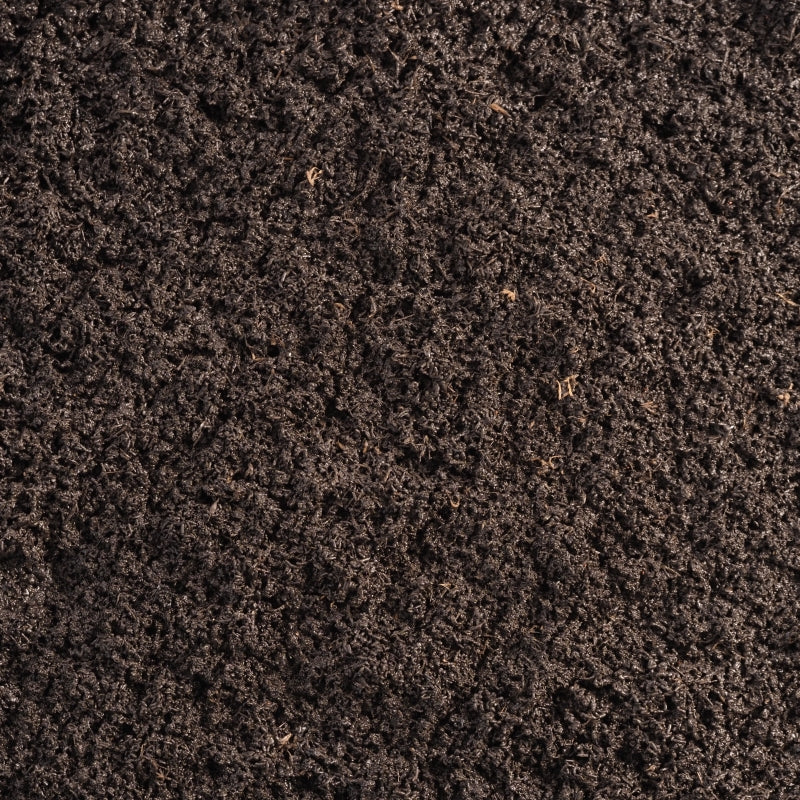 A close-up view of rich, worm castings with a fine texture, ideal for promoting healthy root growth, retaining moisture, and providing essential nutrients for plants in sustainable gardening practices.